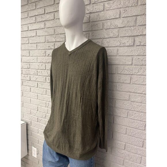 Harbor Bay Men Green Long Sleeve V-Neck Sweater Size 2XLT - Picture 2 of 8